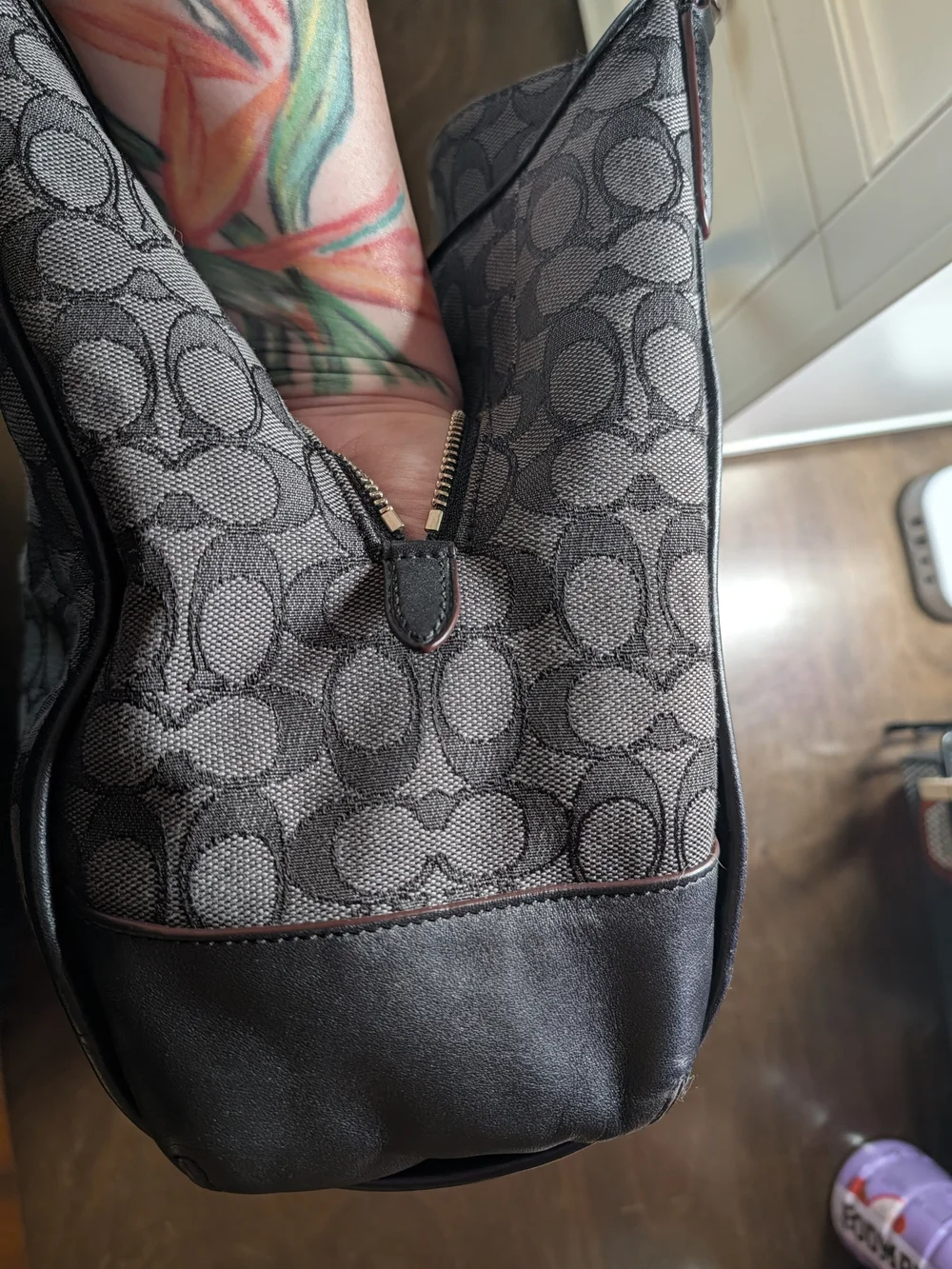 Coach Phoebe Shoulder Bag in Signature Canvas Smoke Black Gray